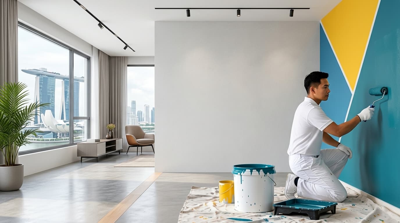 Professional painters renovating a home in Singapore